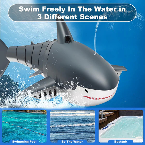 4DRC REMOTE CONTROL GREAT WHITE SHARK SHARK SET ORDINARY VERSION DOUBLE ELECTRIC - لعبة القرش الكهربائية بتقنية التحكم عن بعد للاطفال