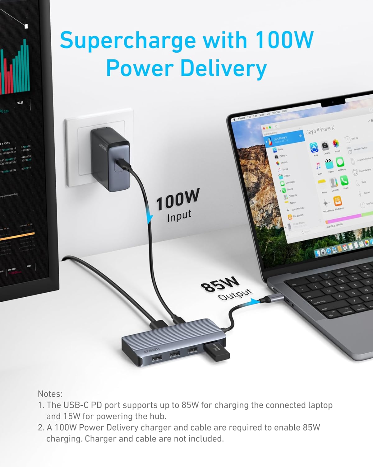 Anker USB-C Hub (7-in-1, Dual Display) Gray - توصالة تايب سي 7 في 1 من انكر