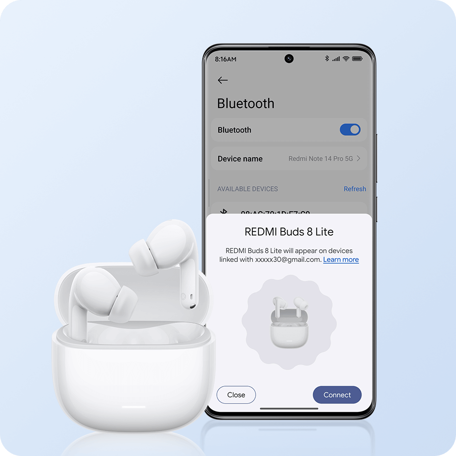 REDMI BUDS 8 LITE WHITE - سماعات بلوتوث 8 لايت من ريدمي ابيض
