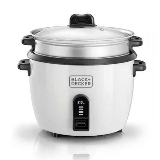 Black&Decker RC2850-B5 Rice Cooker 1100W 2.8L white - قدر طبخ الارز الكهربائي بسعة 2.8 لتر وبقدرة 1100 واط من بلاك اند ديكر