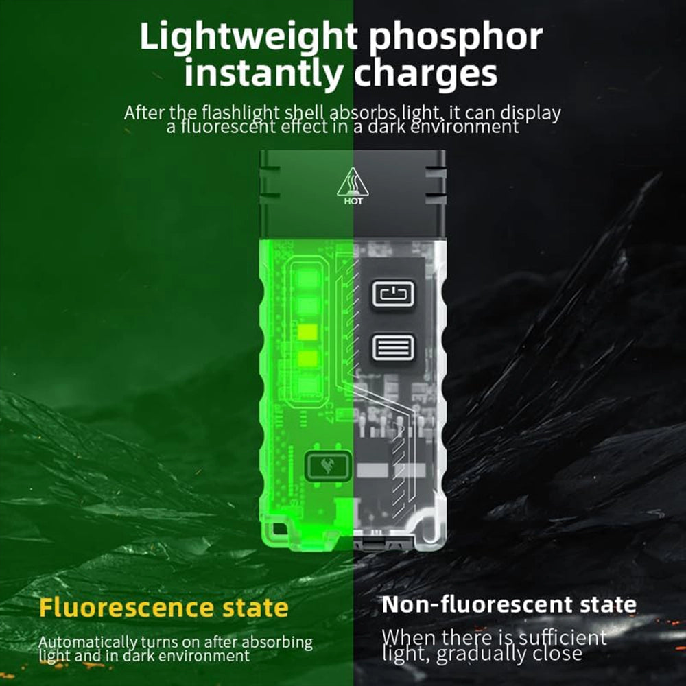 UTA OUTDOOR RECHARGEABLE ANTI-WOLF ALARM MULTI FUNCTION MINI FLASHLIGHT TRANSPARENT COLOR PORTABLE - مصباح يدوي صغير متعدد الوظائف مزود بولاعة قوسية وجهاز انذار من يوتا