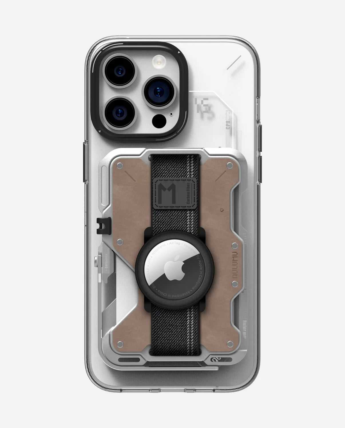 AULUMU G03 MULTI-TOOL MAGNETIC METAL WALLET GENUINE LEATHER COVER BROWN - محفظة بطاقات مغناطيسية متعددة الادوات بغطاء جلد طبيعي مع ستاند من اولومو جوزي