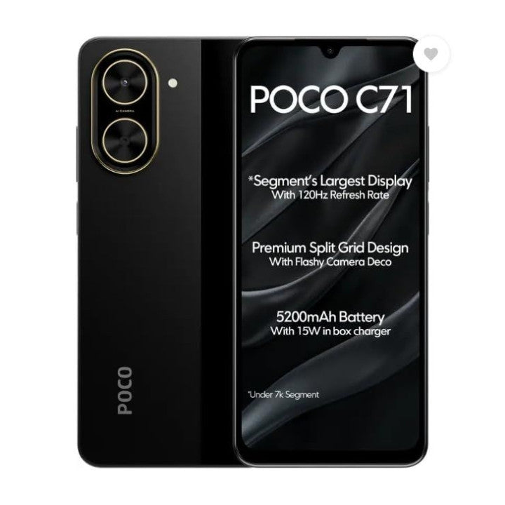 POCO C71 4+128GB Black - بوكو سي 71 128/4 جيجابايت اسود