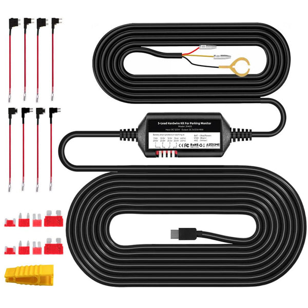 Azdome Hardware kit Premium Type-C Kit for Advanced Cameras - كيبل تايب سي لكاميرات السيارة للعمل على البطارية –  متوافق مع كاميرات ازدوم المتقدمة  M660 / M580-3CH / M550 Max-3CH / GS63H Pro / M300S / AR09 / D200 Pro / V630 / C34 / LD06 / LD4K