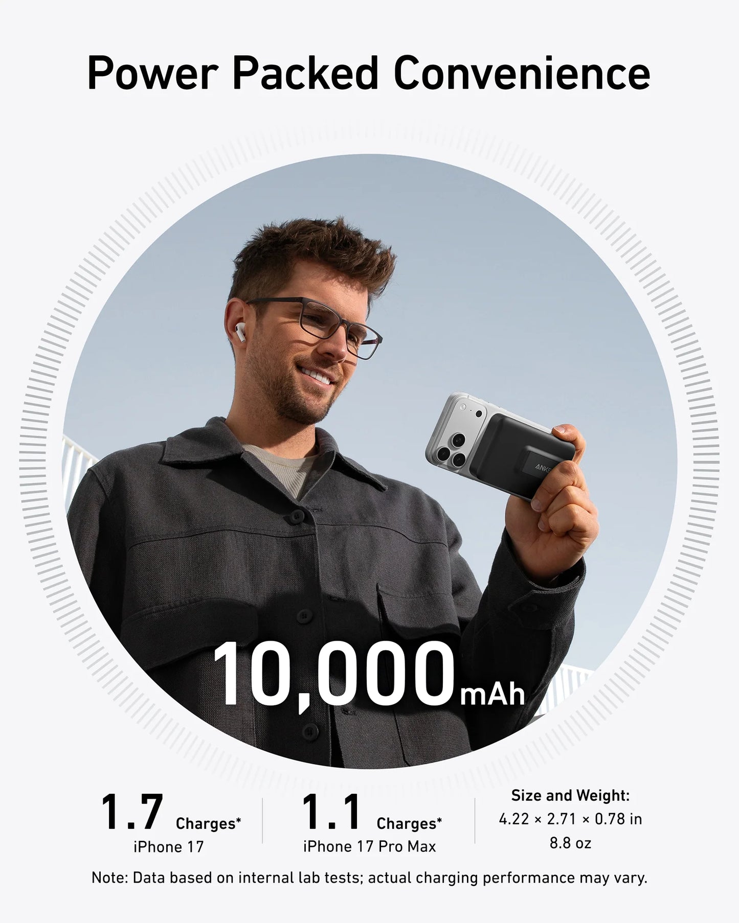 Anker MagGo Qi2 Power Bank 10K mAh 27W Black - باوربنك ماك سيف 10000 ملي امبير 27 واط مع ستاند من انكر اسود