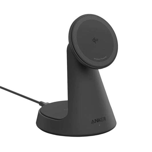 Anker MagGo Wireless Charger 2-in-1 Dock Stand Black - شاحن لاسلكي 2 في 1  بقوة اجمالية 20 واط من انكر