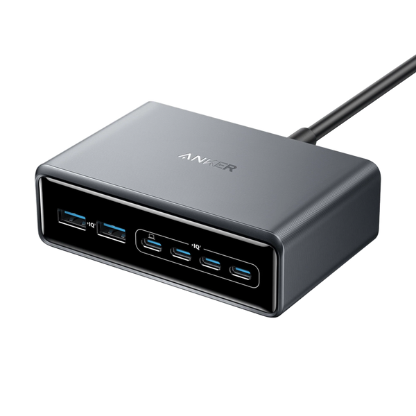 Anker Prime Charger 200W 6-Ports GaN Silver  - شاحن 200 واط متعدد المنافذ من انكر