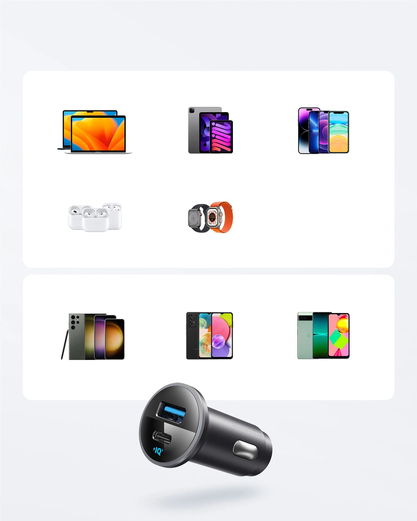 Anker 323 Car Charger 52.5W Black - شاحن سيارة 52.5 واط من انكر اسود