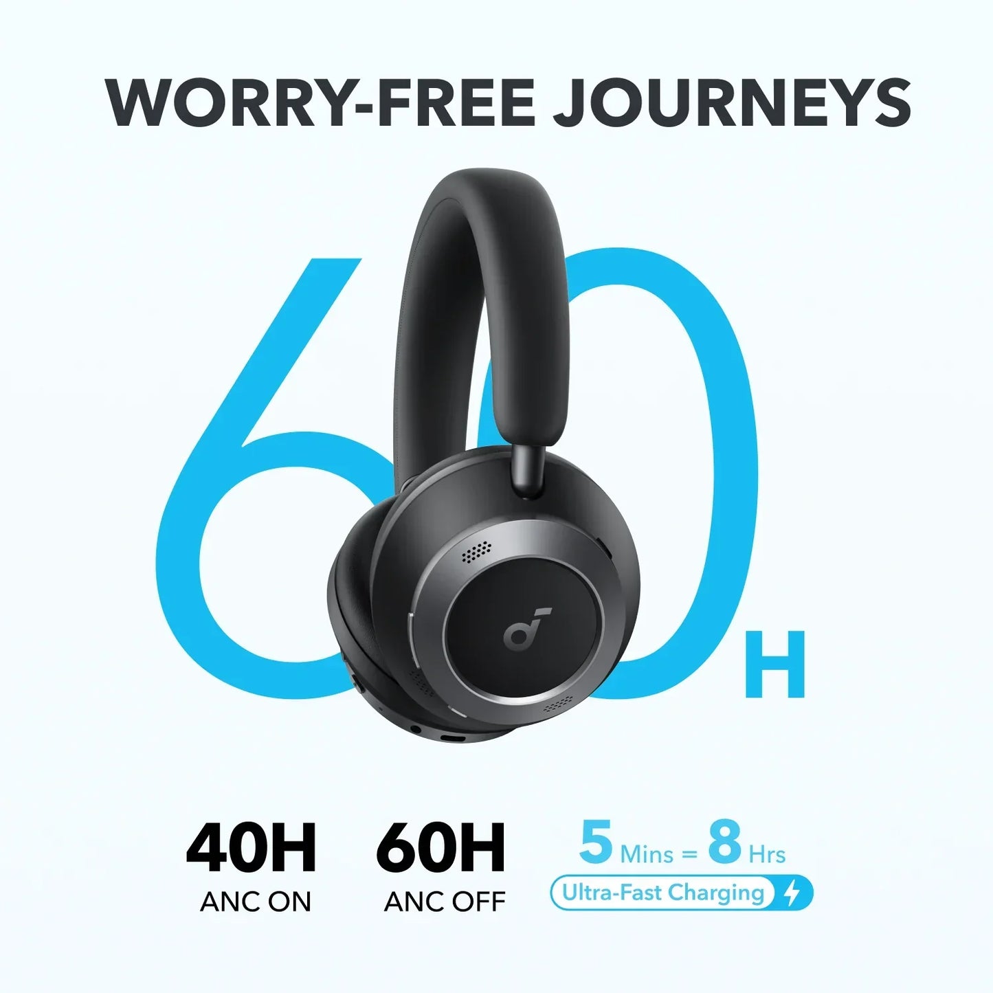 Anker Soundcore Space One Pro Foldable Over-Ear Headphones Black - سماعات بلوتوث هيدسيت من انكر اسود