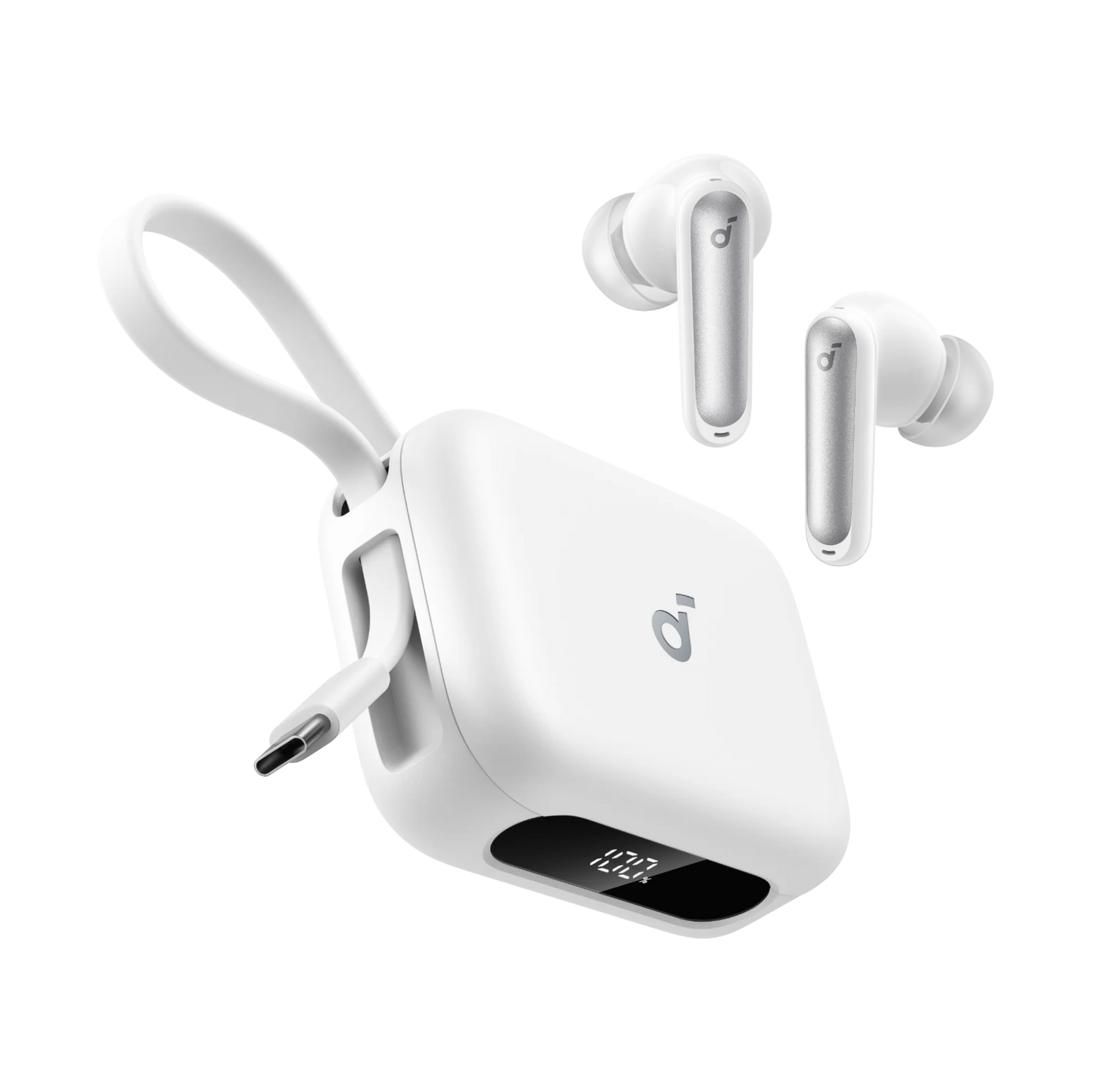 Anker Soundcore P41i TWS with 3000 mAh Built-in Power Bank White - سماعات بلوتوث مع باوربنك مدمج بسعة 3000 ملي امبير وكيبل تايب سي مدمج من انكر ابيض