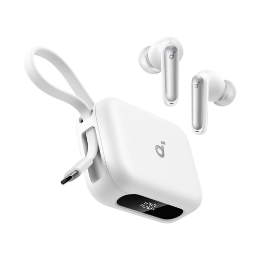 Anker Soundcore P41i TWS with 3000 mAh Built-in Power Bank White - سماعات بلوتوث مع باوربنك مدمج بسعة 3000 ملي امبير وكيبل تايب سي مدمج من انكر ابيض