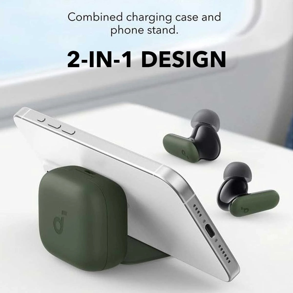 Anker Soundcore R50i NC TWS GREEN -  سماعات بلوتوث مع ستاند من انكر اخضر