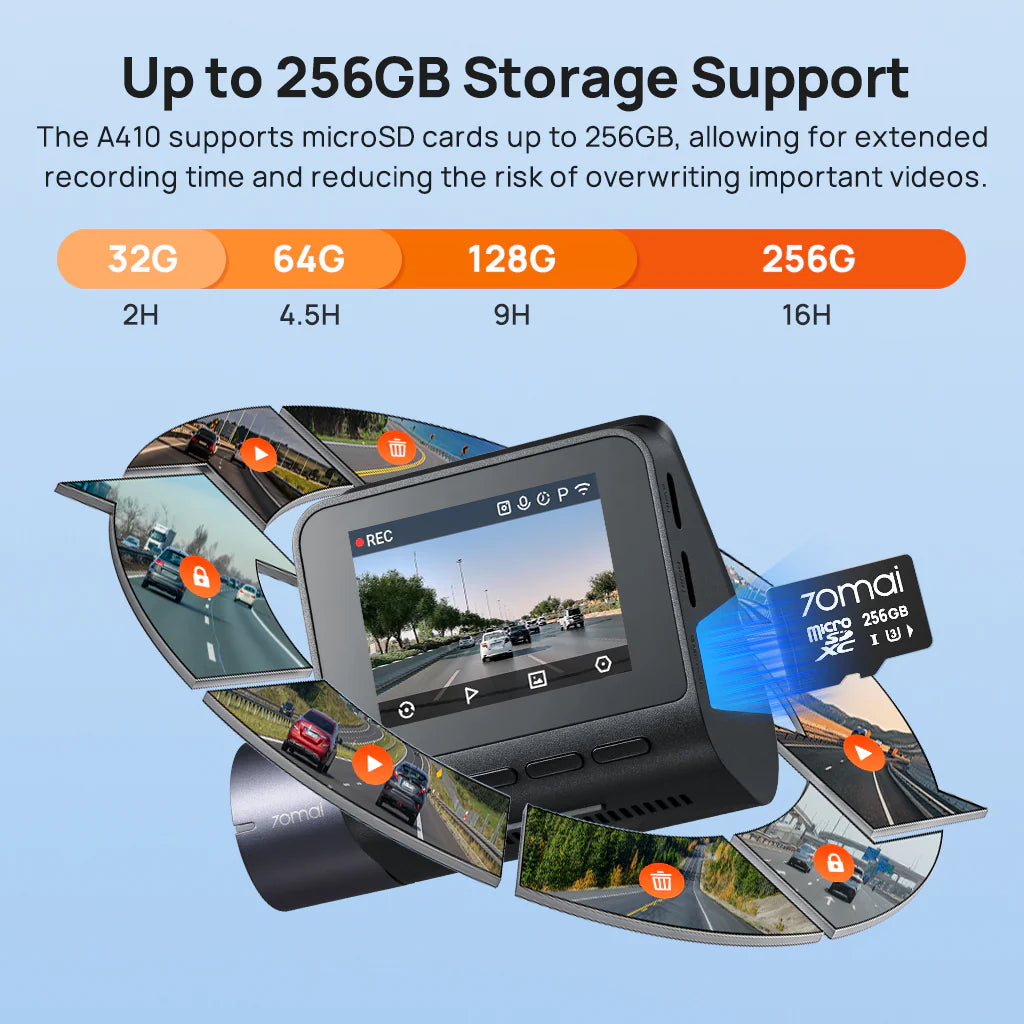 70Mai Dash Cam A410 Set - كاميرا سيارة امامية + خلفية من شاومي