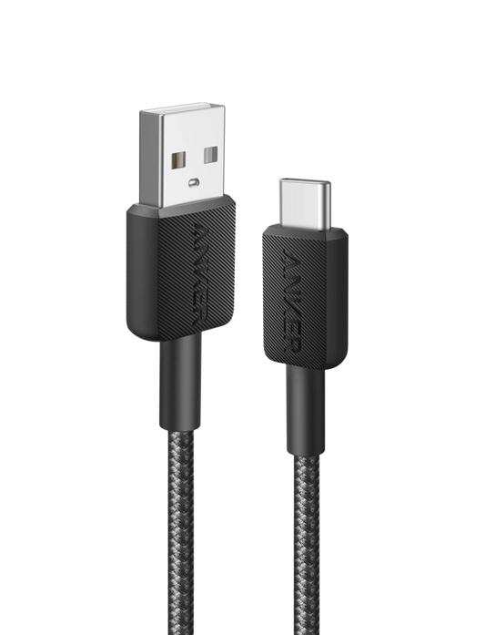 ANKER 322 USB-A TO USB-C CABLE 3FT BLACK - كيبل يو اس بي تايب سي من انكر اسود
