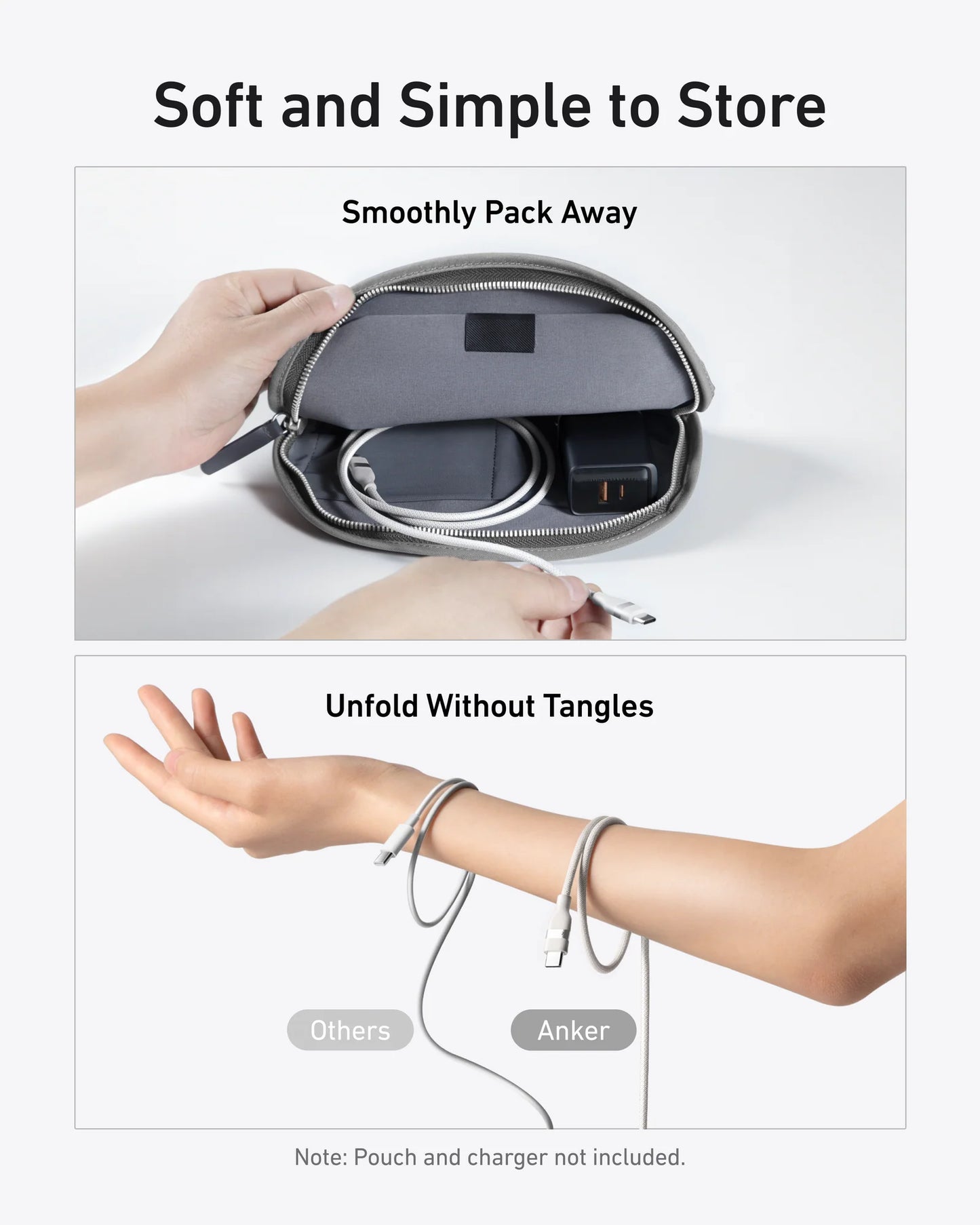 Anker USB-C to C Cable 3ft 240W Upcycled-Braided White - كيبل تايب سي تايب سي 240 واط 1 متر من انكر ابيض