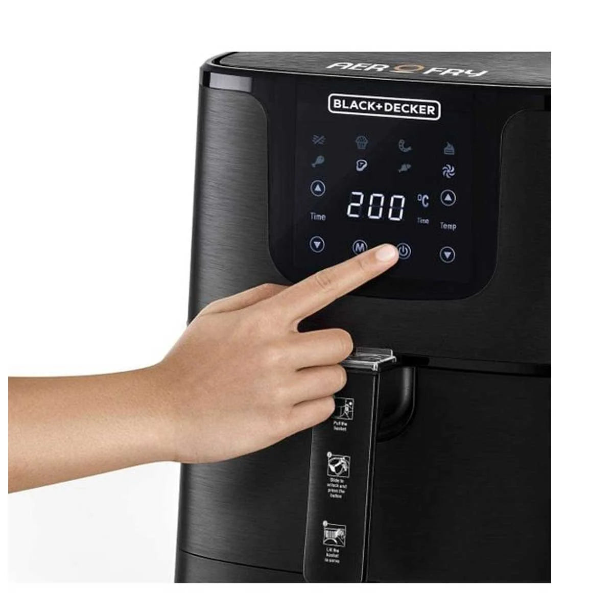 Black&Decker AF700-B5 Air Fryer 4.3L black - قلاية هوائية بسعة 4.3 لتر وبقدرة 1700 واط من بلاك اند ديكر