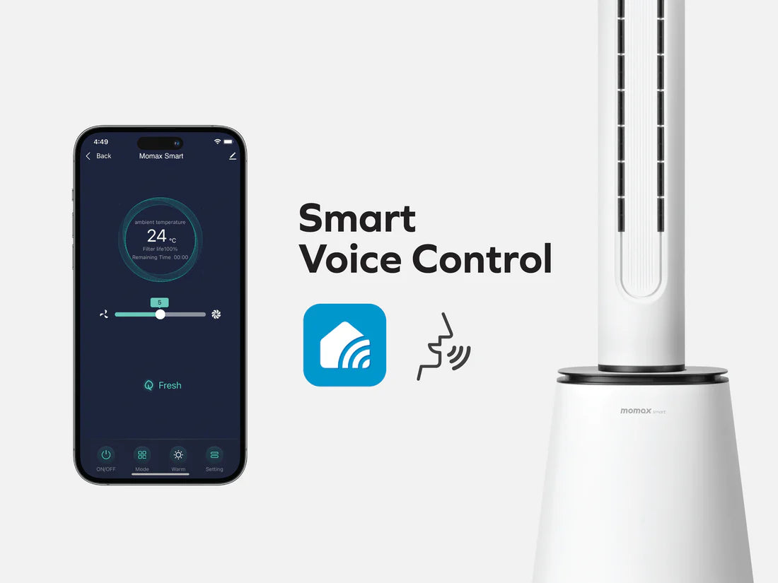 Momax Air Pure Duolot Uv Hot & Cool Purifying Fan - مروحة تبريد ومدفأة ذكية من موماكس