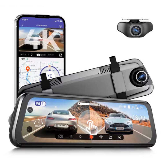 Azdome mirror Dash Cam AR09 2Channels 4K - كاميرا سيارة بشكل مراة امامية وخلفية بدقة 4K من ازدوم