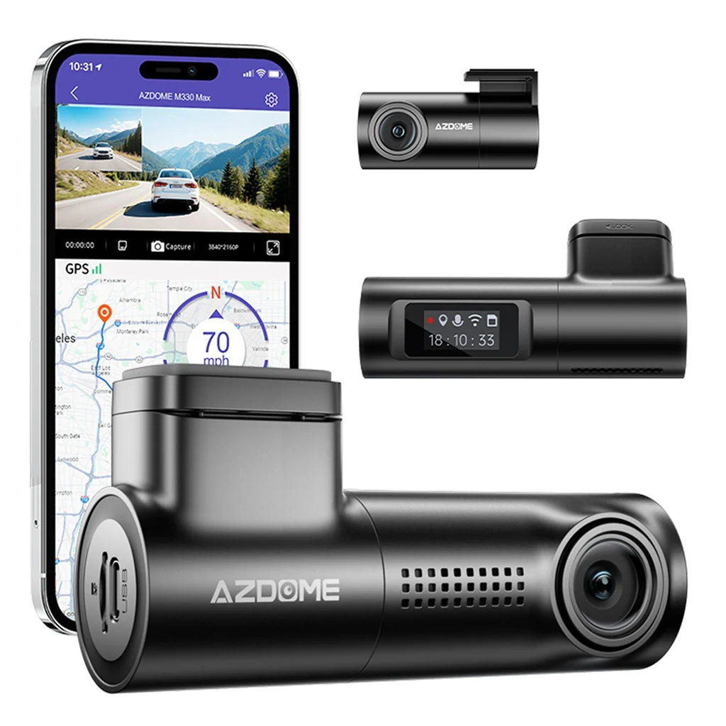 AZDOME DASH CAM M330 MAX - كاميرا سيارة امامية + خلفية ذكية من ازدوم