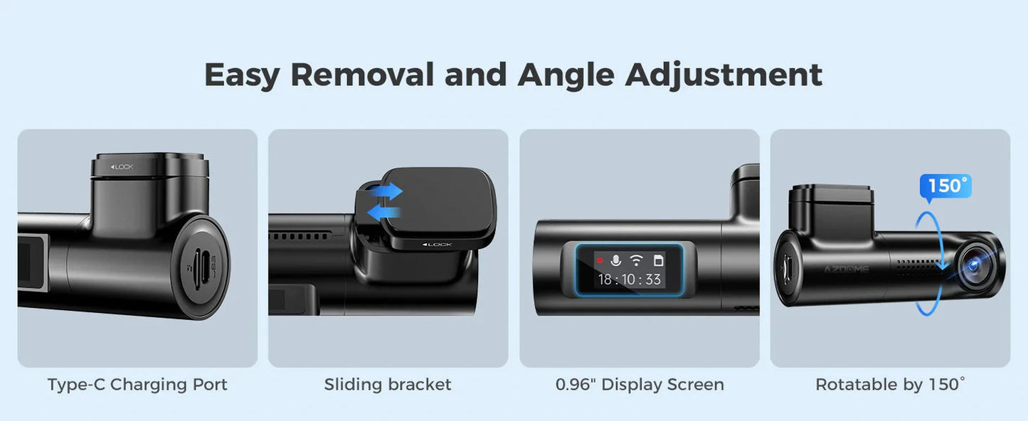 AZDOME DASH CAM M330 MAX - كاميرا سيارة امامية + خلفية ذكية من ازدوم