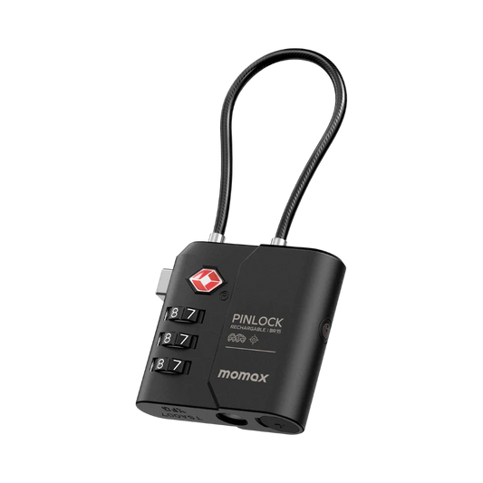 Momax PinLock TSA Padlock Find my locator Black - قفل ذكي مع خدمة تحديد الموقع من موماكس اسود