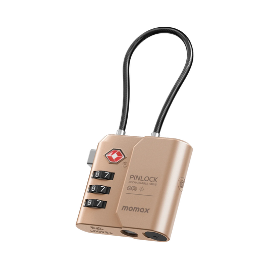 Momax PinLock TSA Padlock Find my locator Desert Titanium - قفل ذكي بتقنية TSA مع خدمة تحديد الموقع من موماكس دزرت تيتانيوم