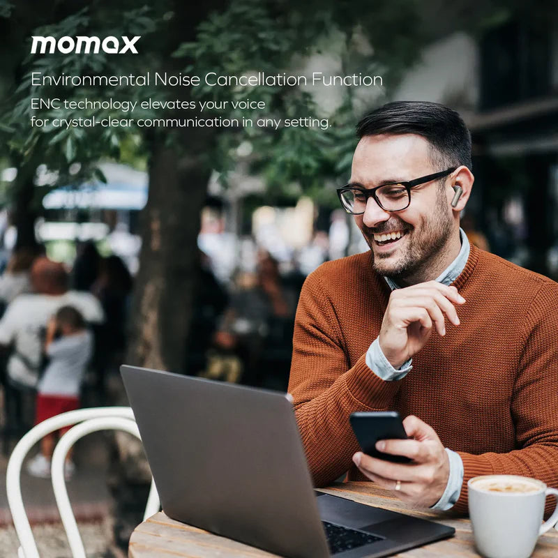 Momax Vibe Lite True Wireless Noise Cancelling Earbuds Gold - سماعات بلوتوث بتقنية الغاء الضوضاء من موماكس ذهبي