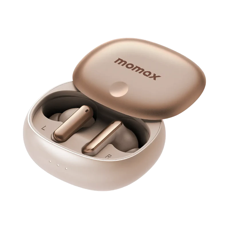 Momax Vibe Lite True Wireless Noise Cancelling Earbuds Gold - سماعات بلوتوث بتقنية الغاء الضوضاء من موماكس ذهبي