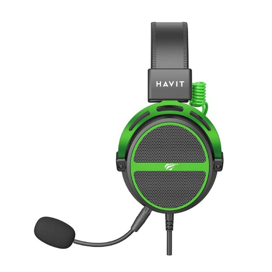 Havit H2030E Gaming Headphone Alloy Light weight 3.5 mm Wired Black + Green - سماعات هيدسيت سلكيه للالعاب من هافيت