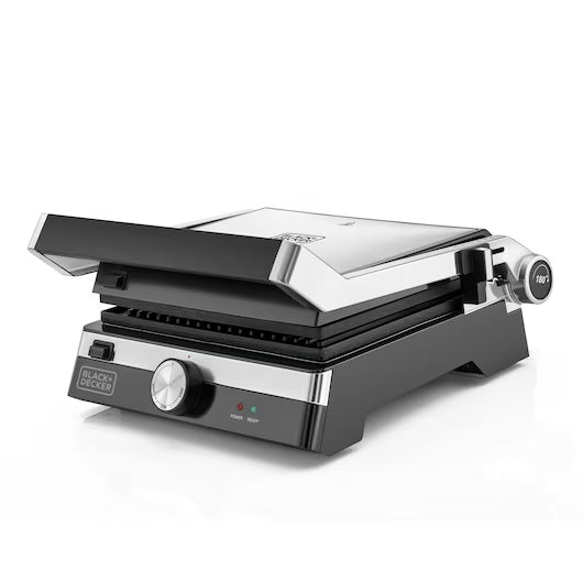 Black&Decker CG2000-B5 NON-STICK GRILL 2000W black/silver -شواية كهربائية غير لاصقة 2000 واط من بلاك اند ديكر اسود/فضي