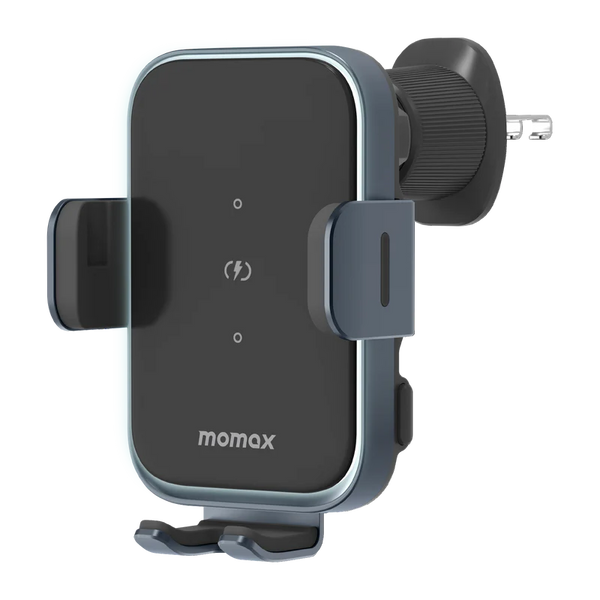 Momax Q.Mount Smart 6 Dual Coil Wireless Charging Car Mount Space Grey CM26 - ستاند سيارة بفتحة التبريد وشاحن ماك سيف 15 واط من موماكس