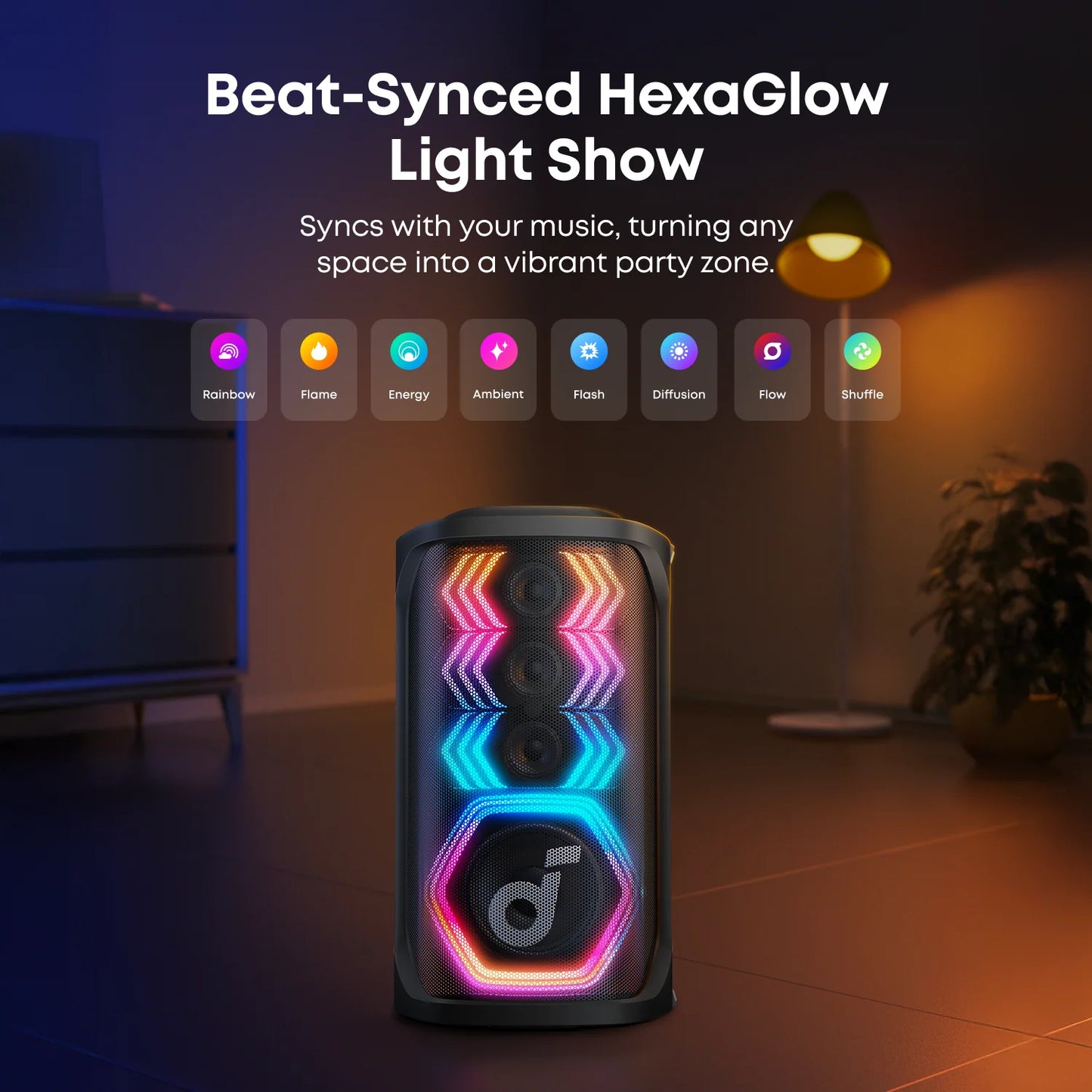 Anker Soundcore Rave 3S Speaker 200W Black - سبيكر 200 واط مع مايكروفون كاريوكي ثنائي من انكر اسود