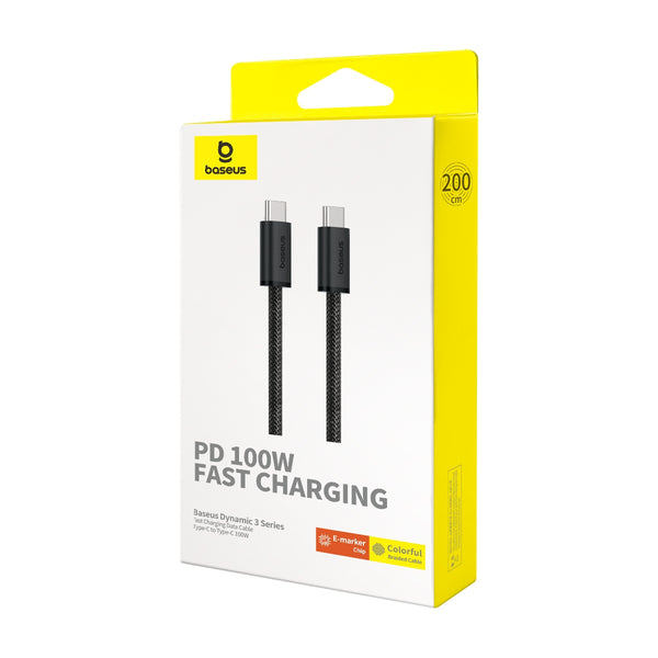 BASEUS SMART SERIES 3 FAST CHARGING DATA CABLE TYPE-C TO TYPE-C 100W - كيبل شحن ونقل تايب سي تايب سي 100 واط من باسيوس