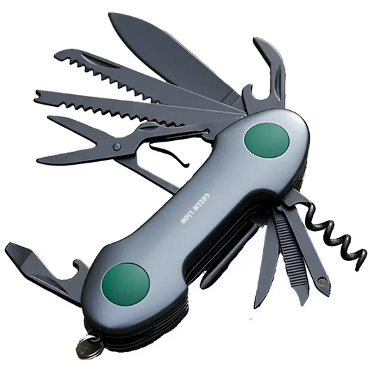Green Lion 14 IN 1 Tool - Multi Tool Key Chain Knife Black - اداة متعددة 14 في 1 مع سكين وميدالية مفاتيح من كرين اسود