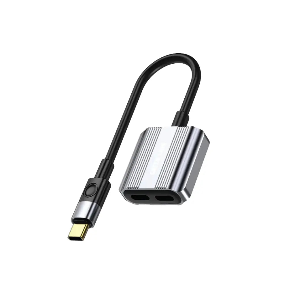 Green Lion 2 In 1 Splitter Adapter Type-C to Dual Type-C Gray - توصالة تايب سي 2 في 1 من كرين