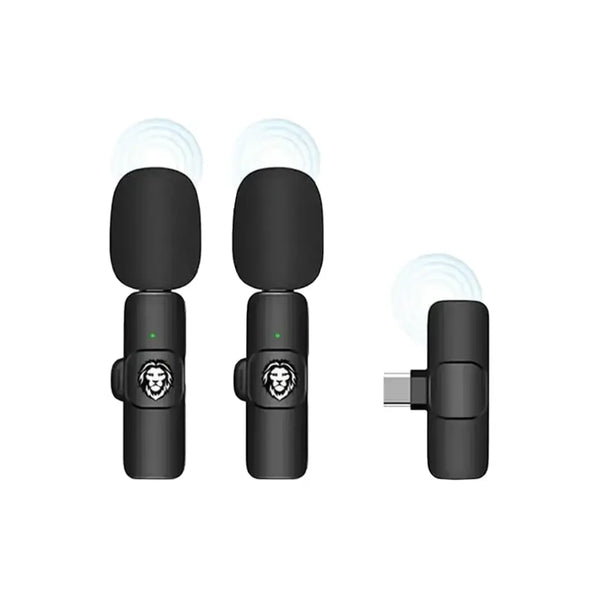 Green Lion 3 in 1 Wireless Microphone Black - نك مايك تايب سي 3 في 1 لاسلكي من كرين اسود