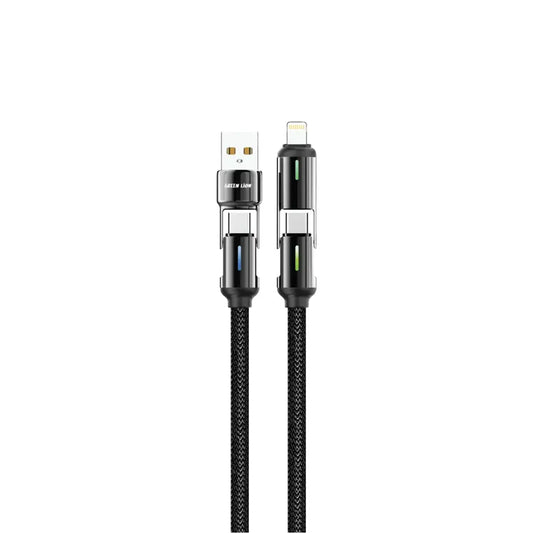 Green Lion 4 in 1 LED Braided Cable 60W Black - كيبل شحن 4 في 1 بقدرة 60 واط من كرين اسود