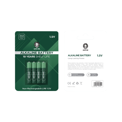 Green Lion Alkaline Battery AA  4pcs-pack  2700mAh  1.5V Green - بطاريات قلم من كرين