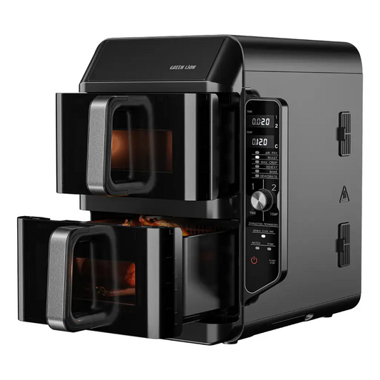 Green Lion Double-Decker Pro Digital Air Fryer Black - قلاية هوائية رقمية مزدوجة 10.2 لتر من كرين لون اسود