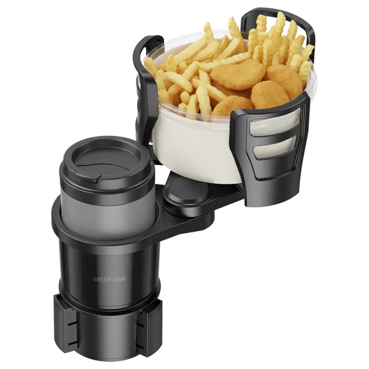 Green Lion Drive Flex 2 IN 1 Cup Holder Universal Car Fit Black - ستاند اكواب وطبق طعام 2 في 1 للسيارة من كرين اسود