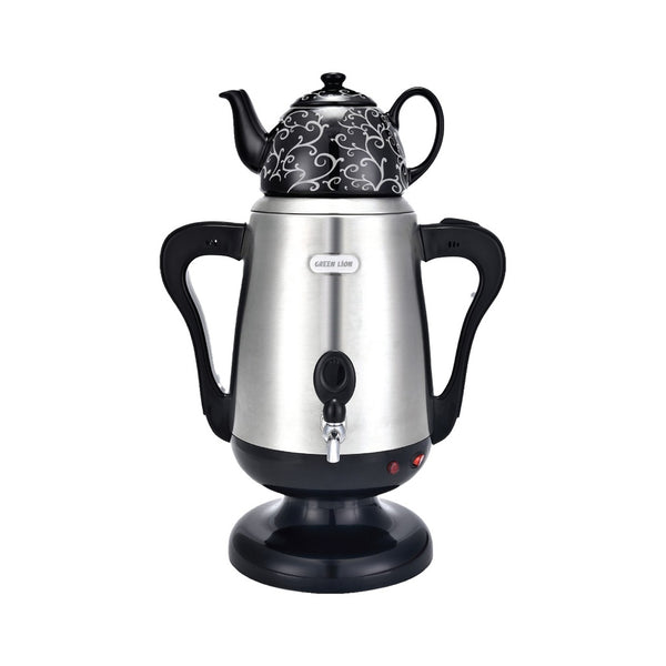 Green Lion Electric Samovar Black - غلاية كهربائية ساموفار 1800 واط مع ابريق شاي سيراميك من كرين