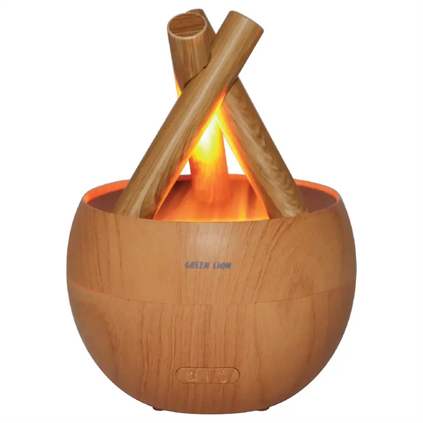 Green Lion Flame Mist Air Diffuser 150ml Wooden - جهاز تعطير المنزل بسعة 150 مل من كرين