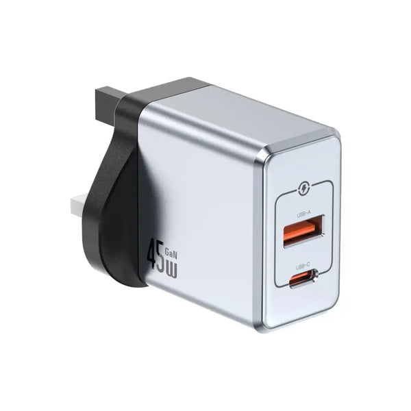 Green Lion GaNPremium UK Plug PD 45W Gray - شاحن 45 واط من كرين رمادي