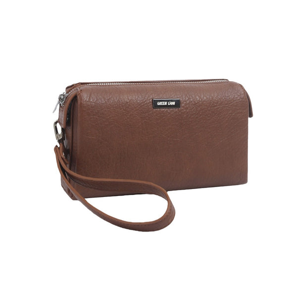 Green Lion Marly Clutch Bag Brown - حقيبة يد جلد محمولة من كرين جوزي