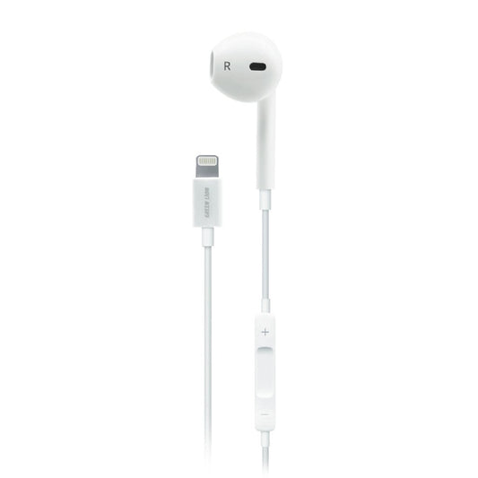 Green Lion Mono Earphone with Lightning Connector - White- سماعة أذن أحادية من غرين لايون بموصل لايتننغ