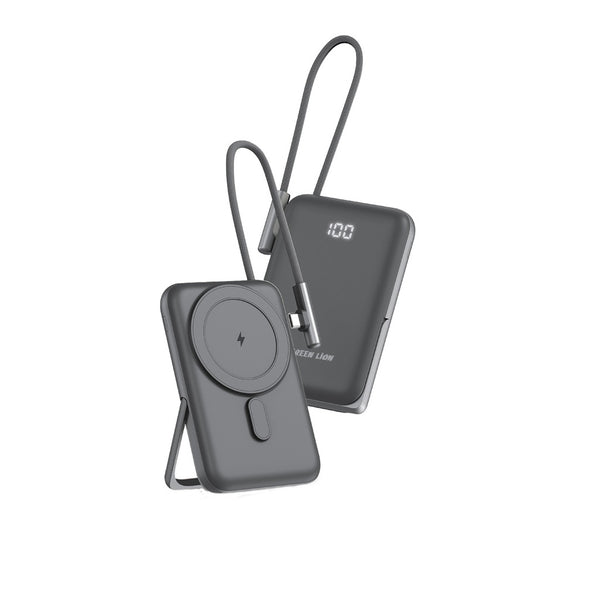 Green Lion Monte Carlo Magsafe Power Bank 10000mAh PD 20W - Black -  باوربنك بسعة ١٠ الاف ملي امبير مع ماغ سيف ٢٠ واط