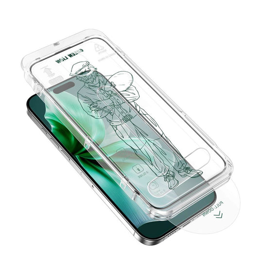 Green Lion Picasso 3D Glass With Alignment Tray iPhone 16 Plus Clear - لاصق شاشة شفاف للايفون 16 بلس من كرين