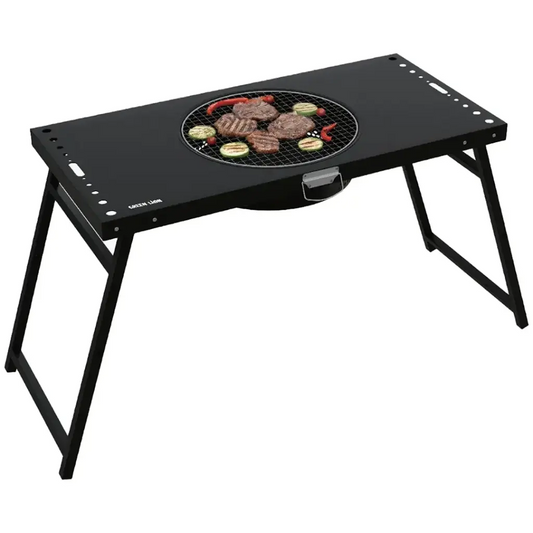 Green Lion Portable BBQ Camping Table Black-طاولة شواء وتخييم محمولة من غرين لايون – أسود