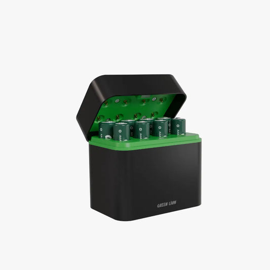 Green Lion RECHARGEABLE 8*AAA Battery Dock USB-C Black - شاحن بطاريات ريمونت القابلة لاعادة الشحن (يشحن 8 بطاريات بنفس الوقت) من كرين