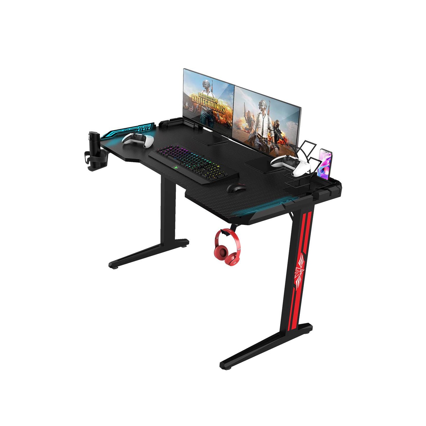 Green Lion RGB Gaming Desk Black - طاولة العاب كيمنك الذكية من كرين اسود